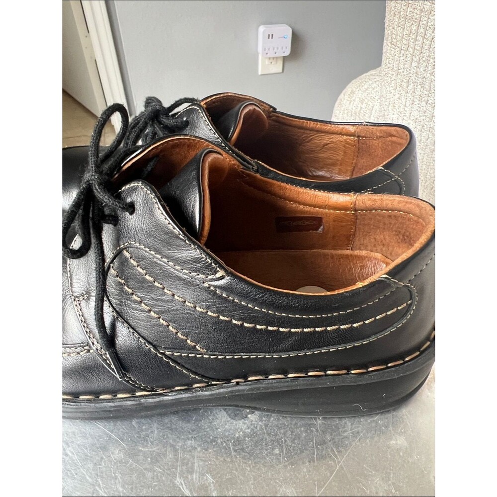Josef Seibel Black Leather Women's Lace-Up Loafers - Picture 6 of 9